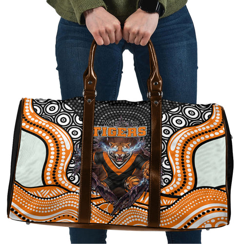 Wests Tigers Travel Bag The Scream of Lightning Eyes - Indigenous Dot Ripping Effect