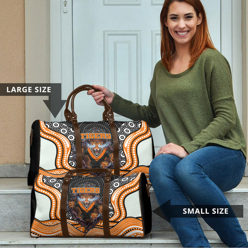 Wests Tigers Travel Bag The Scream of Lightning Eyes - Indigenous Dot Ripping Effect