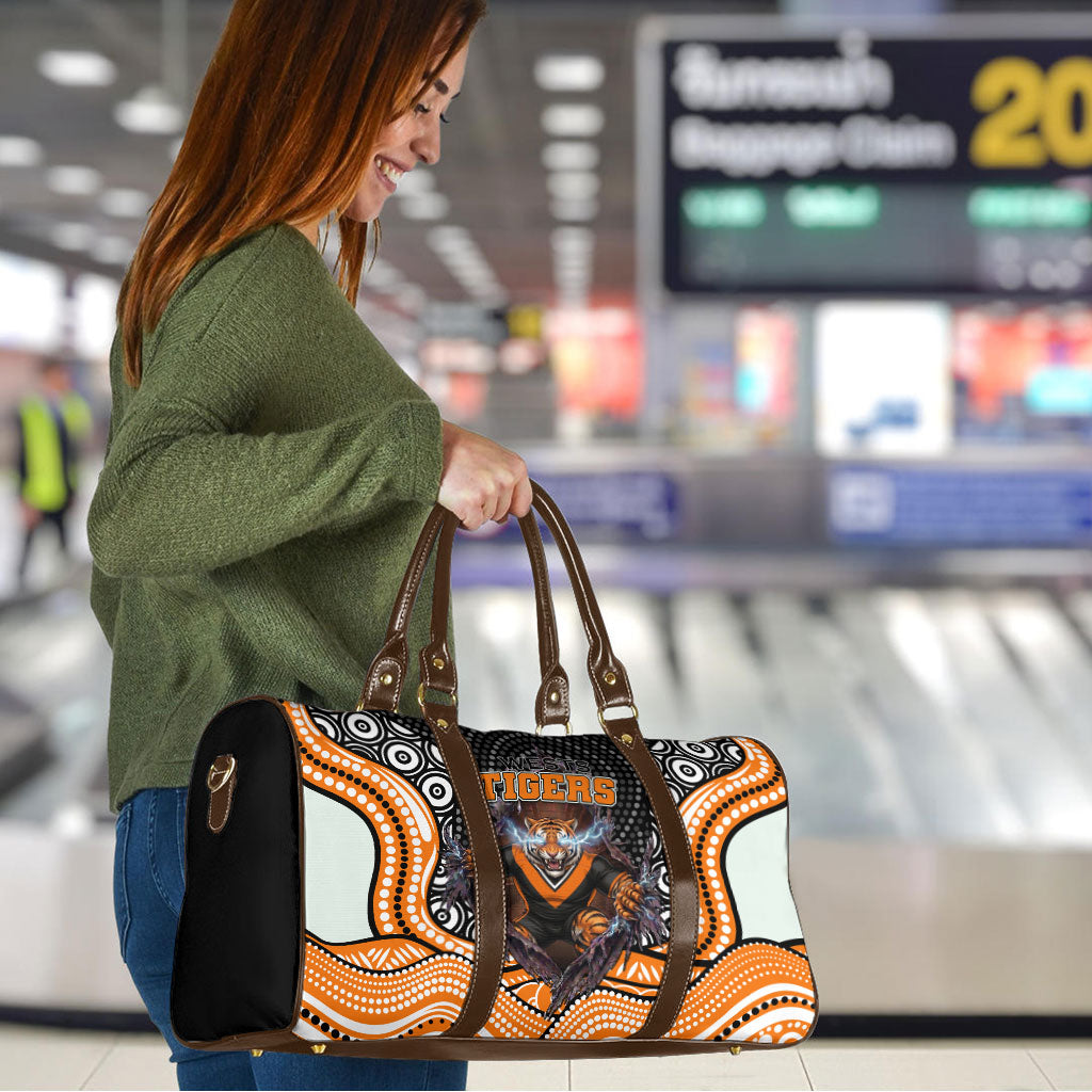 Wests Tigers Travel Bag The Scream of Lightning Eyes - Indigenous Dot Ripping Effect