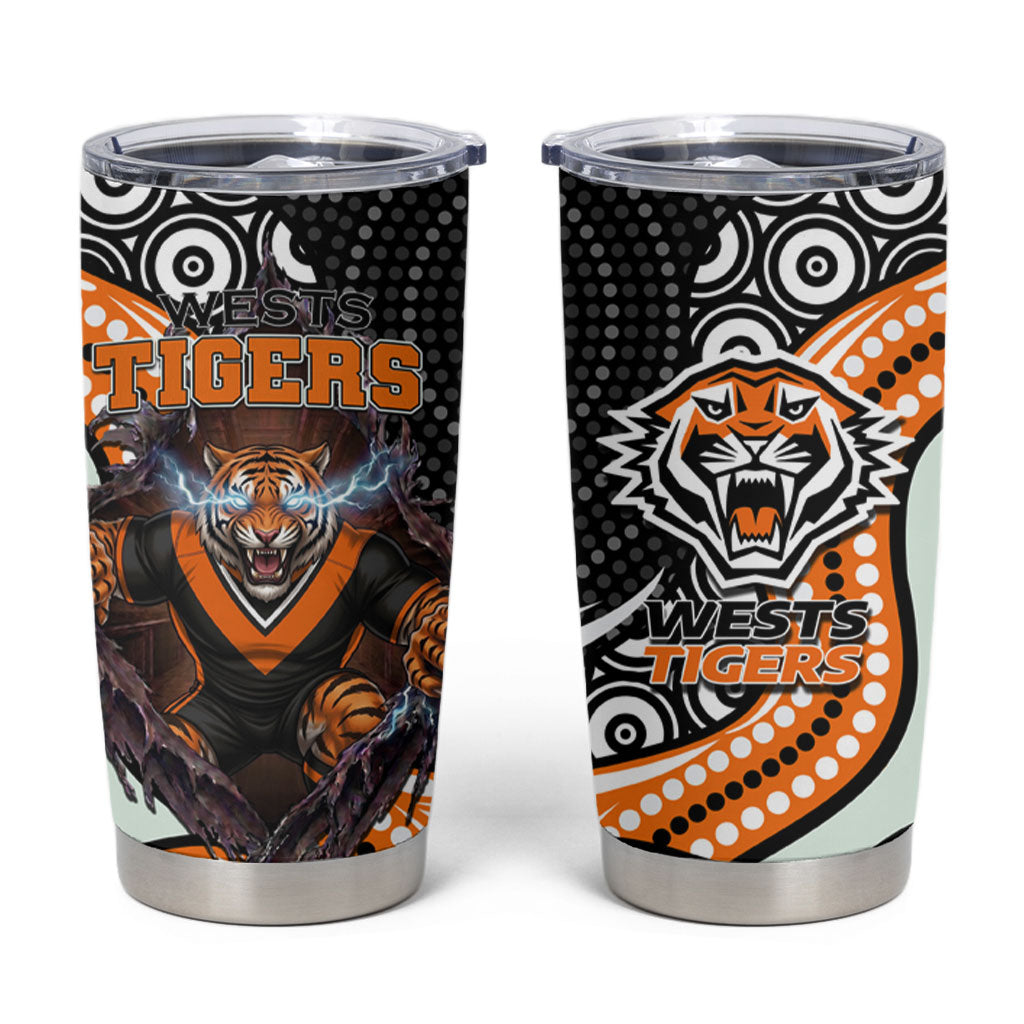 Wests Tigers Tumbler Cup The Scream of Lightning Eyes - Indigenous Dot Ripping Effect