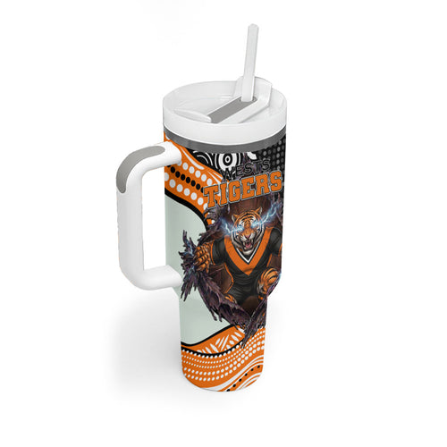 Wests Tigers Tumbler With Handle The Scream of Lightning Eyes - Indigenous Dot Ripping Effect