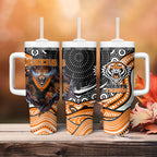 Wests Tigers Tumbler With Handle The Scream of Lightning Eyes - Indigenous Dot Ripping Effect