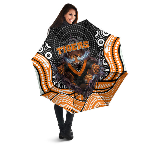 Wests Tigers Umbrella The Scream of Lightning Eyes - Indigenous Dot Ripping Effect