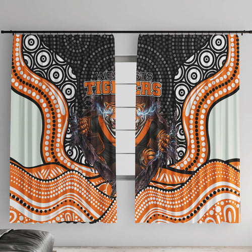 Wests Tigers Window Curtain The Scream of Lightning Eyes - Indigenous Dot Ripping Effect