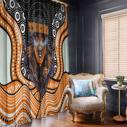 Wests Tigers Window Curtain The Scream of Lightning Eyes - Indigenous Dot Ripping Effect