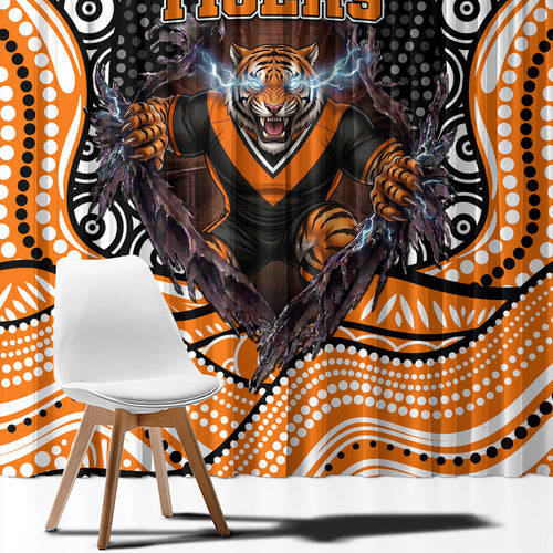 Wests Tigers Window Curtain The Scream of Lightning Eyes - Indigenous Dot Ripping Effect