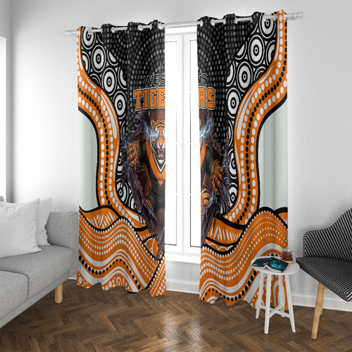 Wests Tigers Window Curtain The Scream of Lightning Eyes - Indigenous Dot Ripping Effect