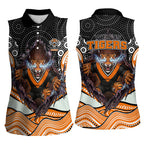 Wests Tigers Women Sleeveless Polo Shirt The Scream of Lightning Eyes - Indigenous Dot Ripping Effect