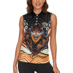 Wests Tigers Women Sleeveless Polo Shirt The Scream of Lightning Eyes - Indigenous Dot Ripping Effect