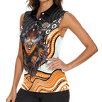 Wests Tigers Women Sleeveless Polo Shirt The Scream of Lightning Eyes - Indigenous Dot Ripping Effect