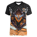Wests Tigers Women V-Neck T-Shirt The Scream of Lightning Eyes - Indigenous Dot Ripping Effect