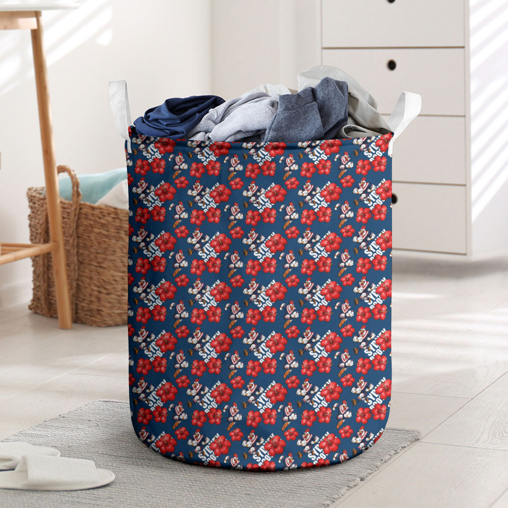 Sydney Roosters Laundry Basket Tropical Hibiscus Floral Seamless Rugby Mascot