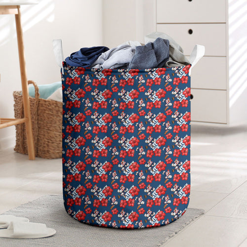 Sydney Roosters Laundry Basket Tropical Hibiscus Floral Seamless Rugby Mascot