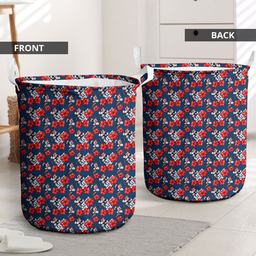 Sydney Roosters Laundry Basket Tropical Hibiscus Floral Seamless Rugby Mascot