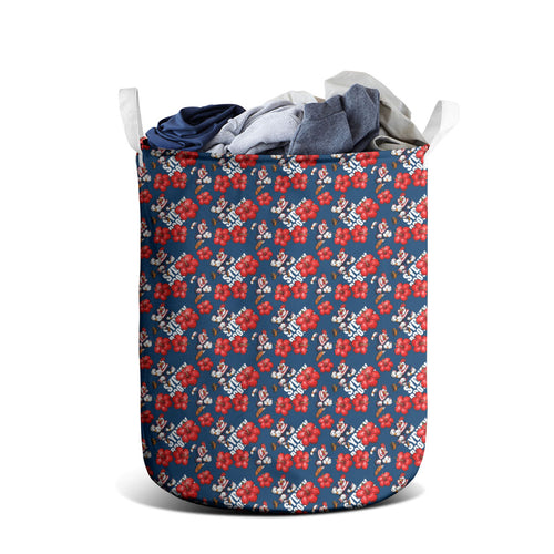 Sydney Roosters Laundry Basket Tropical Hibiscus Floral Seamless Rugby Mascot