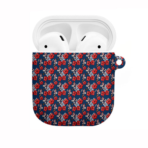 Sydney Roosters AirPods Case Tropical Hibiscus Floral Seamless Rugby Mascot