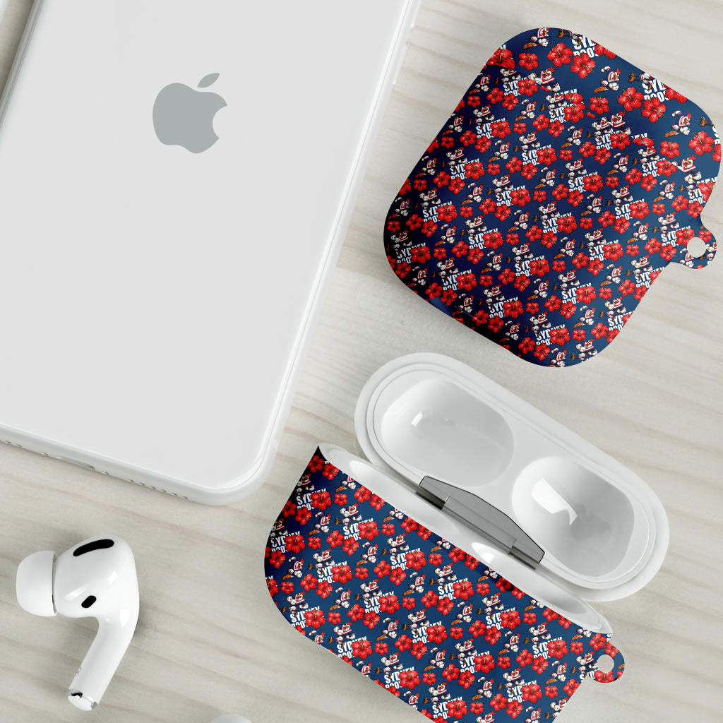 Sydney Roosters AirPods Case Tropical Hibiscus Floral Seamless Rugby Mascot
