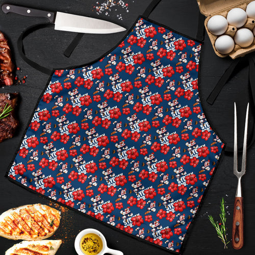 Sydney Roosters Apron Tropical Hibiscus Floral Seamless Rugby Mascot