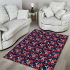 Sydney Roosters Area Rug Tropical Hibiscus Floral Seamless Rugby Mascot
