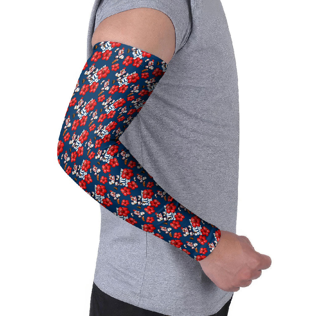 Sydney Roosters Arm Sleeves Tropical Hibiscus Floral Seamless Rugby Mascot
