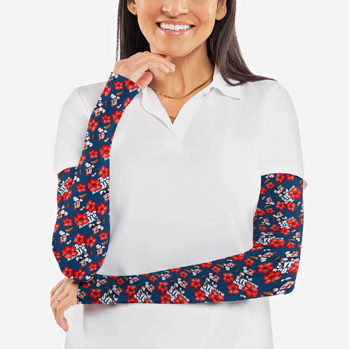 Sydney Roosters Arm Sleeves Tropical Hibiscus Floral Seamless Rugby Mascot