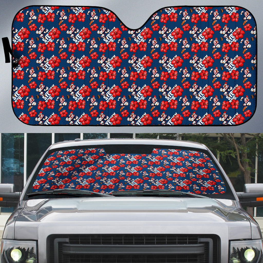 Sydney Roosters Auto Sun Shade Tropical Hibiscus Floral Seamless Rugby Mascot