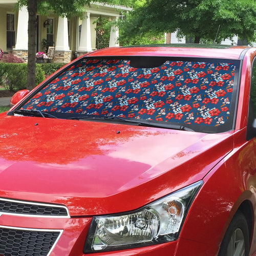 Sydney Roosters Auto Sun Shade Tropical Hibiscus Floral Seamless Rugby Mascot
