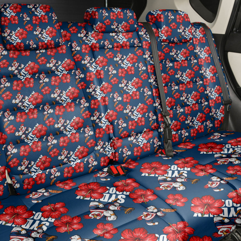 Sydney Roosters Back Car Seat Cover Tropical Hibiscus Floral Seamless Rugby Mascot