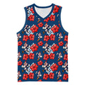 Sydney Roosters Basketball Jersey Tropical Hibiscus Floral Seamless Rugby Mascot