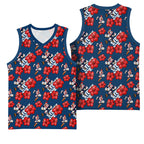 Sydney Roosters Basketball Jersey Tropical Hibiscus Floral Seamless Rugby Mascot