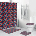 Sydney Roosters Bathroom Set Tropical Hibiscus Floral Seamless Rugby Mascot
