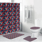 Sydney Roosters Bathroom Set Tropical Hibiscus Floral Seamless Rugby Mascot