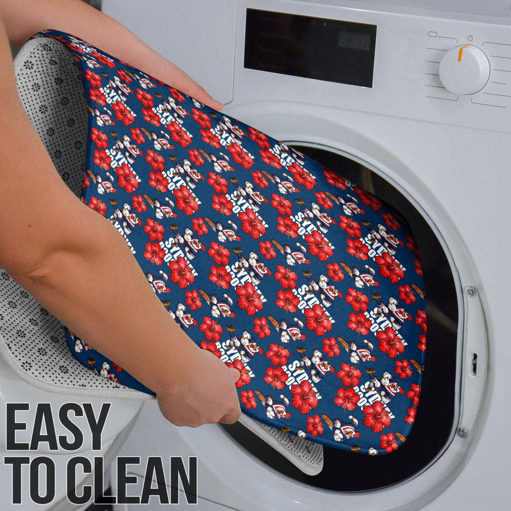 Sydney Roosters Bathroom Set Tropical Hibiscus Floral Seamless Rugby Mascot