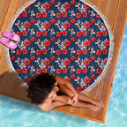 Sydney Roosters Beach Blanket Tropical Hibiscus Floral Seamless Rugby Mascot