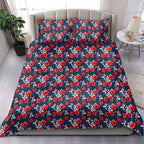 Sydney Roosters Bedding Set Tropical Hibiscus Floral Seamless Rugby Mascot