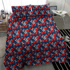 Sydney Roosters Bedding Set Tropical Hibiscus Floral Seamless Rugby Mascot