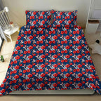 Sydney Roosters Bedding Set Tropical Hibiscus Floral Seamless Rugby Mascot