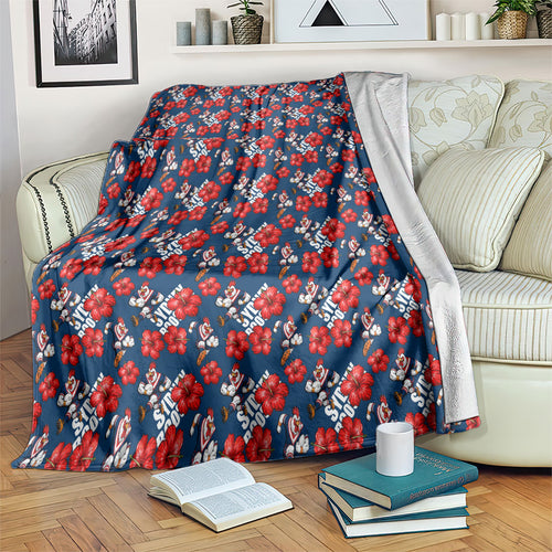 Sydney Roosters Blanket Tropical Hibiscus Floral Seamless Rugby Mascot