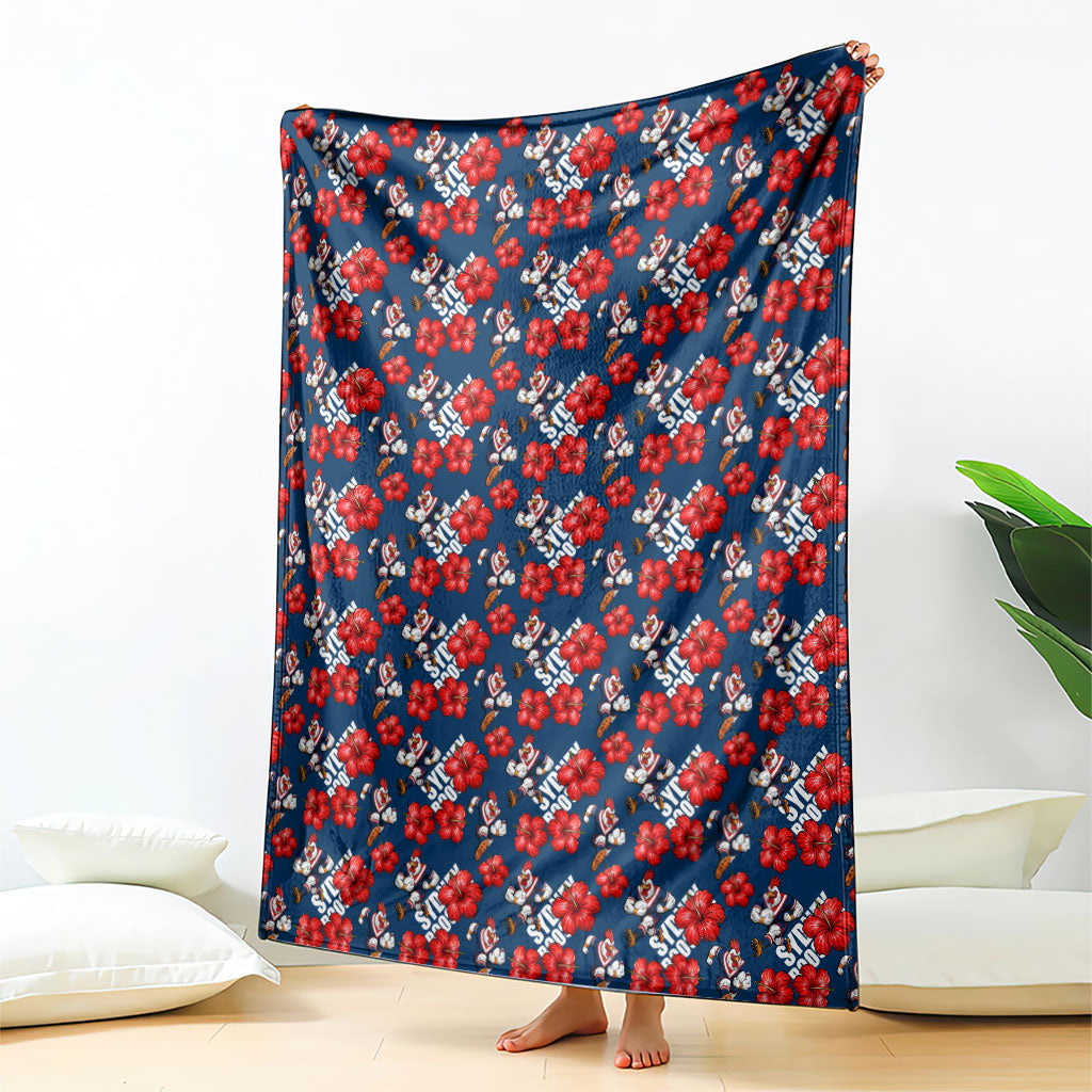 Sydney Roosters Blanket Tropical Hibiscus Floral Seamless Rugby Mascot