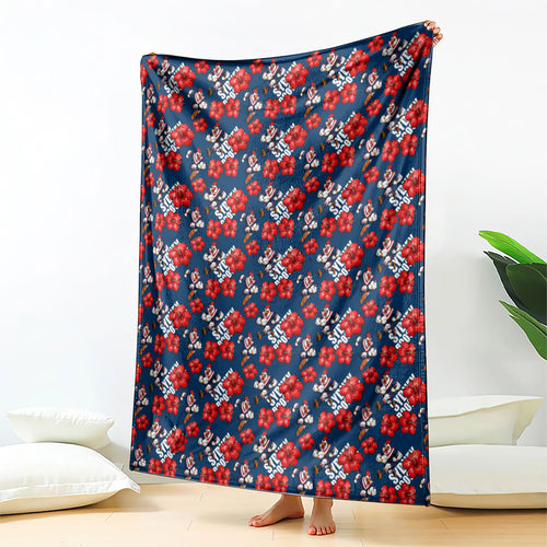 Sydney Roosters Blanket Tropical Hibiscus Floral Seamless Rugby Mascot