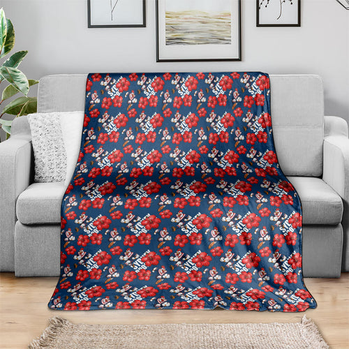 Sydney Roosters Blanket Tropical Hibiscus Floral Seamless Rugby Mascot