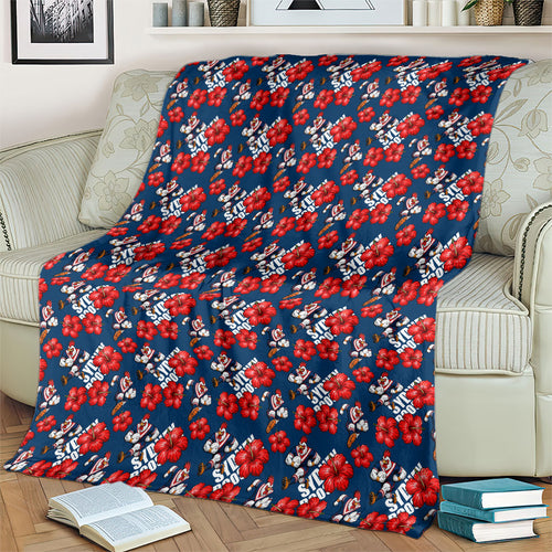 Sydney Roosters Blanket Tropical Hibiscus Floral Seamless Rugby Mascot