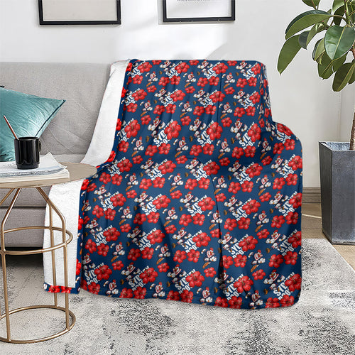 Sydney Roosters Blanket Tropical Hibiscus Floral Seamless Rugby Mascot