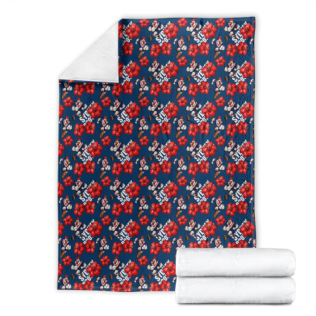 Sydney Roosters Blanket Tropical Hibiscus Floral Seamless Rugby Mascot