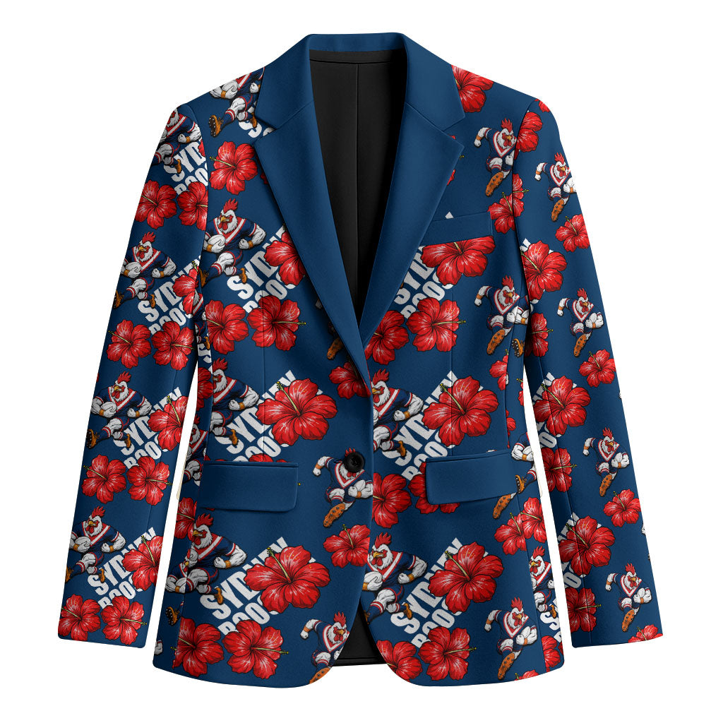 Sydney Roosters Blazer Tropical Hibiscus Floral Seamless Rugby Mascot