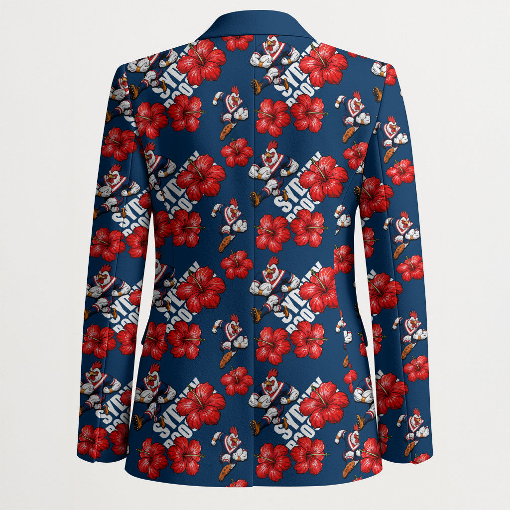 Sydney Roosters Blazer Tropical Hibiscus Floral Seamless Rugby Mascot