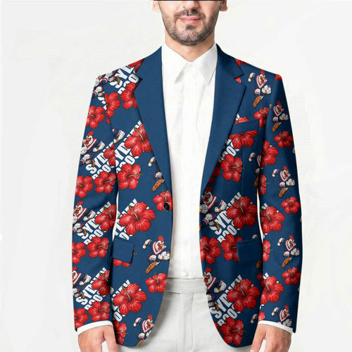 Sydney Roosters Blazer Tropical Hibiscus Floral Seamless Rugby Mascot