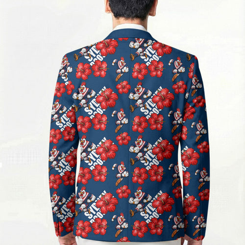 Sydney Roosters Blazer Tropical Hibiscus Floral Seamless Rugby Mascot