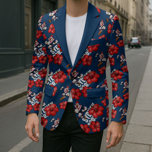 Sydney Roosters Blazer Tropical Hibiscus Floral Seamless Rugby Mascot