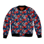Sydney Roosters Bomber Jacket Tropical Hibiscus Floral Seamless Rugby Mascot